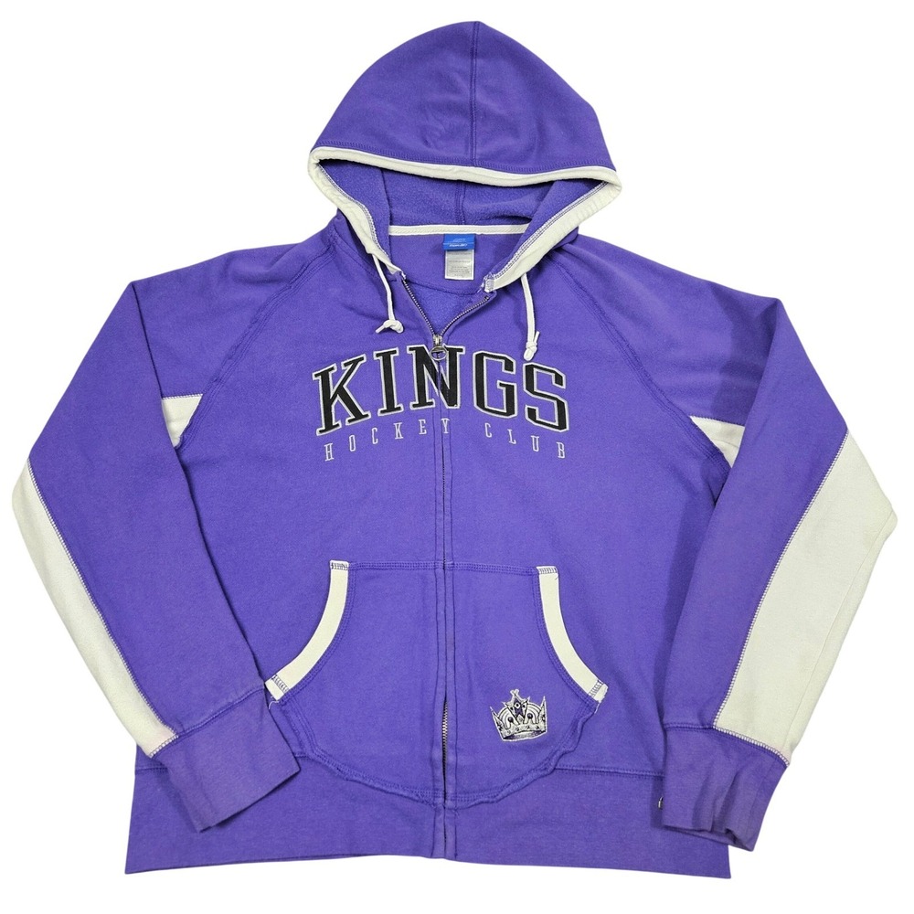 LA Kings Hoodie Womens XL Purple Reebok NHL Hockey Club Full Zip Sweatshirt Y2K